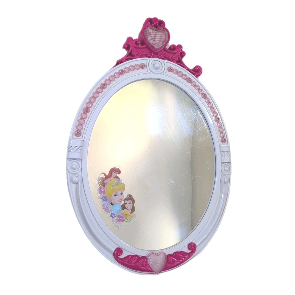 Disney Princess Magic 4 Phrase Light Up Talking Oval White Pink Mirror 26" X 17"